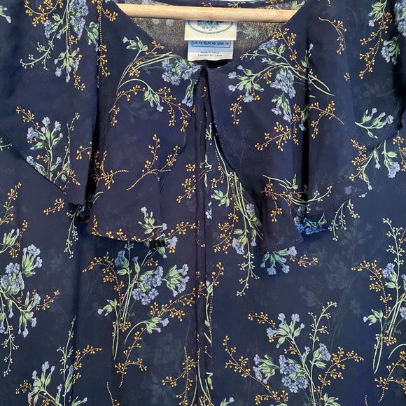 Laura Ashley Vintage Chiffon Drop Waist Dress with Botanical Print - Picture 5 of 11